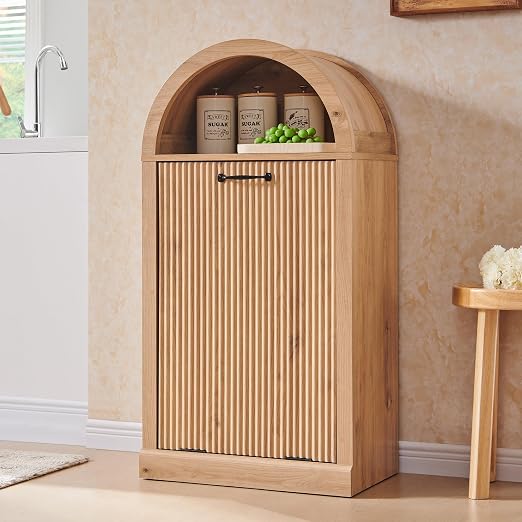 Arched Tilt-Out Trash Can Cabinet, Fluted 10 Gallon Trash Can by IFGETEnrichYourLivingSpace