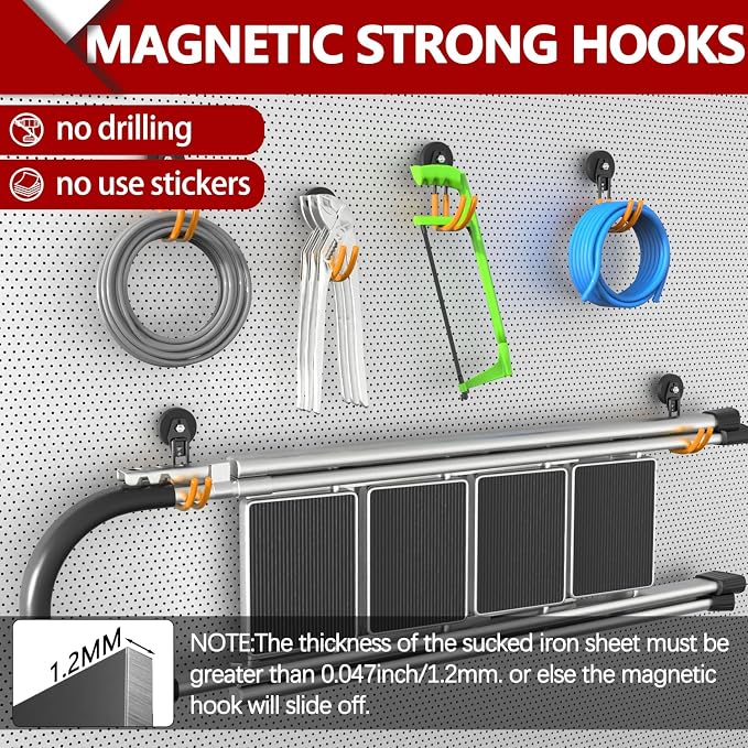 3-H Heavy Duty Magnet Garage Hooks 4 Pack, J Shape Strong Magnetic Hooks - Image 4