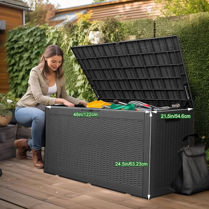 120 Gallon Outdoor Deck Box, Storage Lockable Waterproof Patio Furniture - Image 2