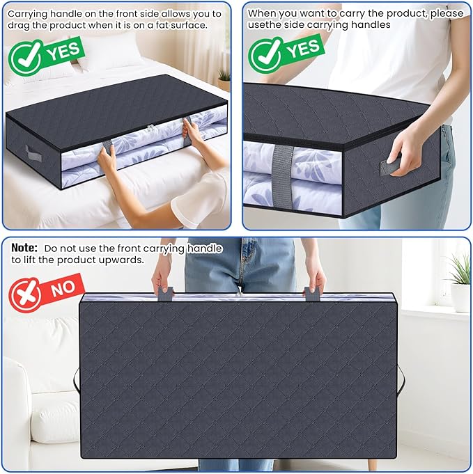 Under Bed Storage Containers, 4 Pack Blanket Storage Bags, Collapsible Storage - Image 5