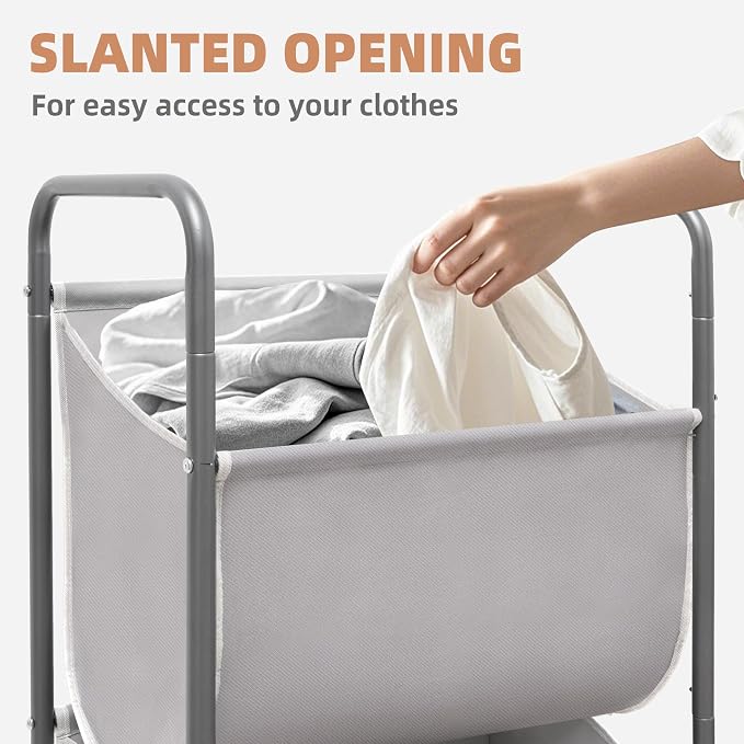 STORAGE MANIAC 120 Liters Vertical Rolling Laundry Hamper, 3 Section Laundry - Image 3