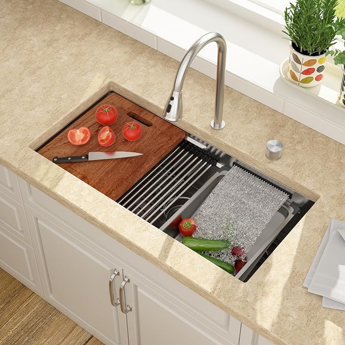 Lordear 30 Inch Undermount Waterfall Kitchen Sink by LORDEAR