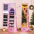 LVSOMT LED Mirror Jewelry Cabinet Standing, 360°Swivel Jewelry Armoire by DecorateHomeatEase