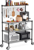 Leteuke Bakers Rack with Storage & Wheels, 42 Inch Microwave Stand Kitchen by Leteuke