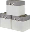 Bidtakay Fabric White Baskets for Shelves Set of 3 Cube Storage Large Organizer by BidtakayBaskets