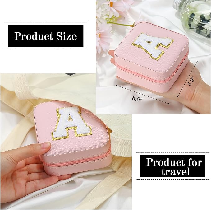 Parima X Initial Jewelry Case | Small Pink Travel Jewelry Box - Image 4