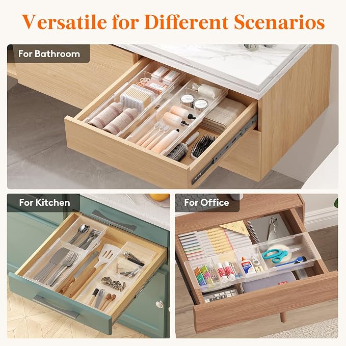 Lifewit 3 Pack Sliding Makeup Drawer Organizer Trays - Image 8