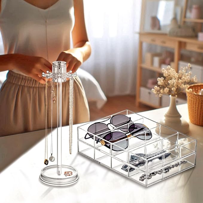 Amazing Abby - Soleil - Acrylic 4-Compartment Sunglass Organizer, Plastic - Image 2