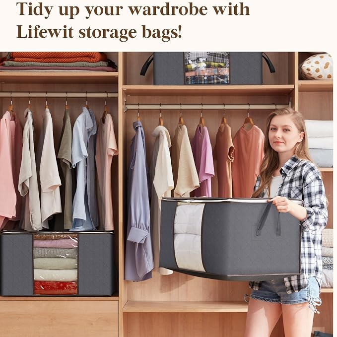 Lifewit 90L Large Storage Bags, 4 Pack Closet Organizers and Storage, Clothes - Image 9