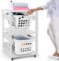 Laundry Basket Holder Shelf – Stackable Engineered Wood Laundry Tower by LeapOak
