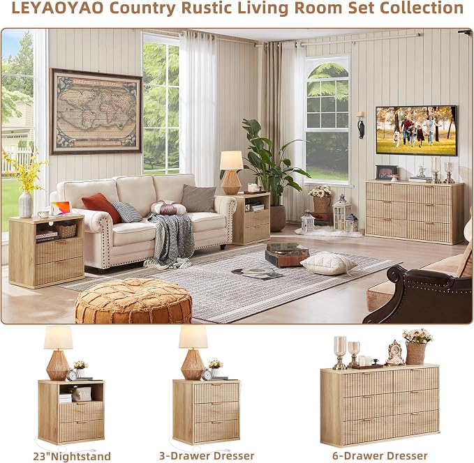 LEYAOYAO Fluted Nightstand Set of 2 - Image 4