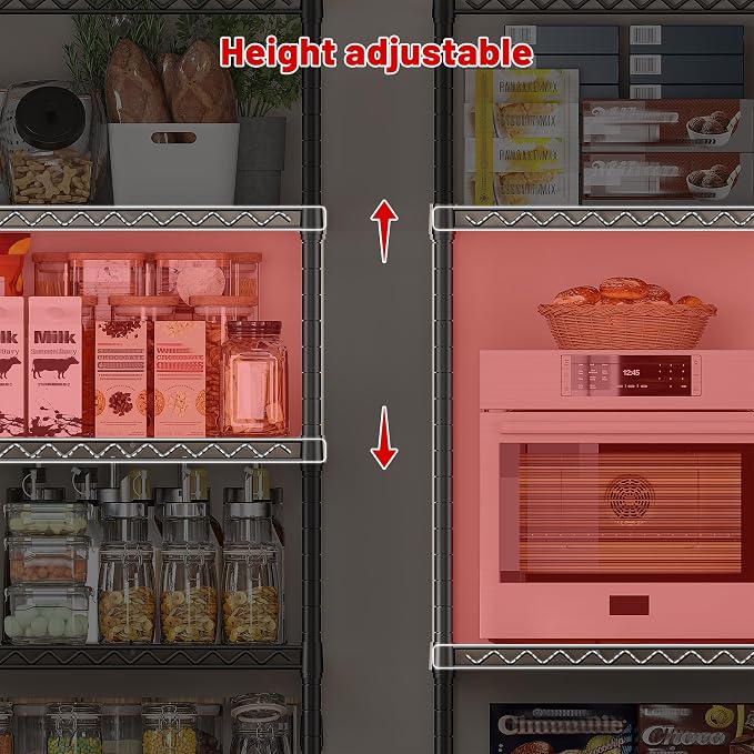 REIBII 45.8''W Steel Wire Shelving Unit, 5 Tier Adjustable Metal Storage Shelves - Image 7