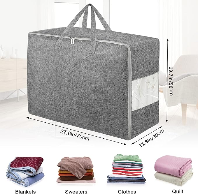 2Pack 105L Extra Large Storage Bags, Folding Moving Comforter Blanket Storage - Image 2