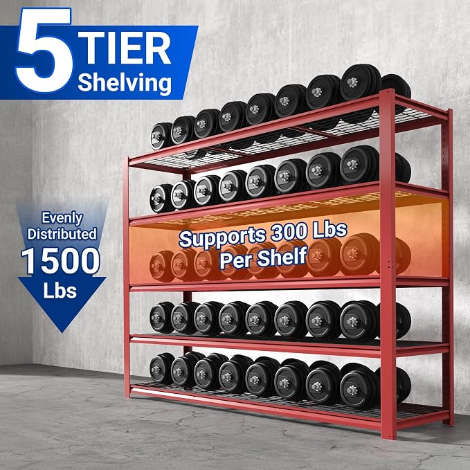 FLEXIMOUNTS 2 Pack 60" W Garage Shelving, 5 Tier Storage Shelves Load 1500LBS - Image 7