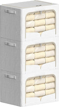 FHSQX 3 Pack Clothes Storage Bins Foldable Metal Frame Storage Box Stackable by FHSQX