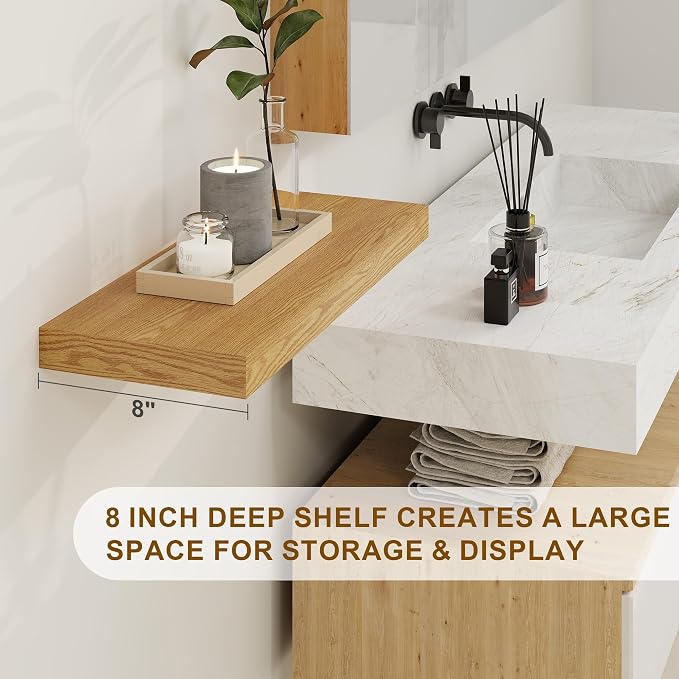 Fun Memories Floating Shelves, 8 Inch Deep Floating Shelves, Rustic Wood - Image 4