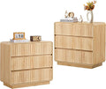 Fluted 3 Drawer Dressers for Bedroom, 31.5" Wide Large Mid Century Modern by Unknown