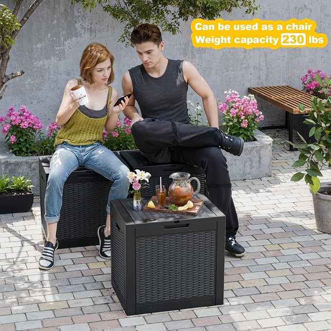 320 Gallon Large Resin Deck Box, Lockable Outdoor Storage Box - Image 3