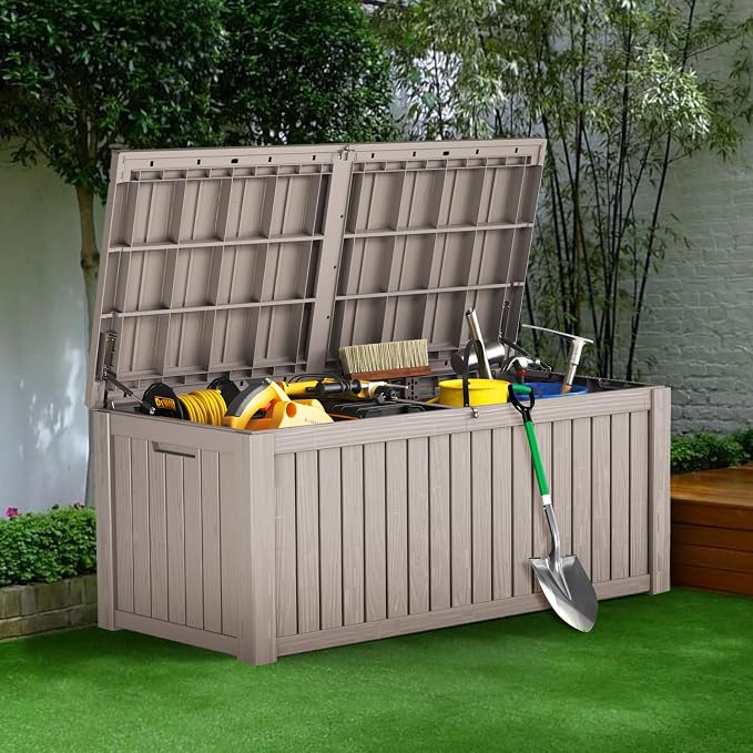 180 Gallon Outdoor Storage Box Waterproof Lockable Resin Deck Box Large - Image 6