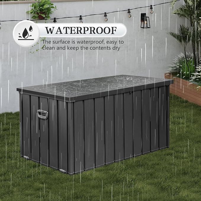 Domi 190 Gallon Deck Box, Metal Outdoor Storage Box - Image 4