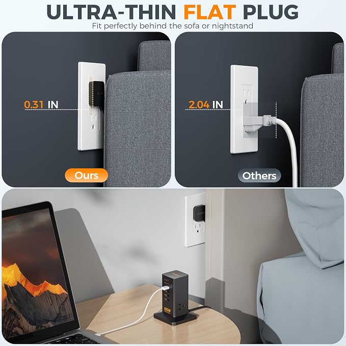USB Charging Station for Multiple Devices 10Ft Cord, TESSAN 9-in-1 USB C - Image 3