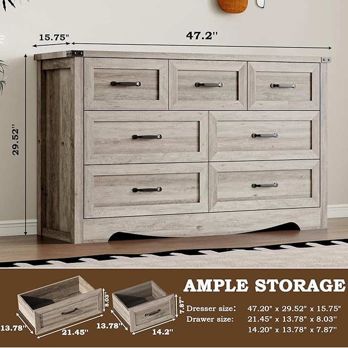 7-Drawer Dresser for Bedroom, Modern Wooden Chest of Drawers - Image 2