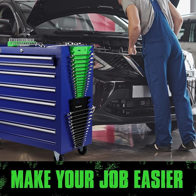 Magnetic Wrench Organizer 4-piece, Wrench Rack Tool Trays SAE, 64-Slot Drawer - Image 7