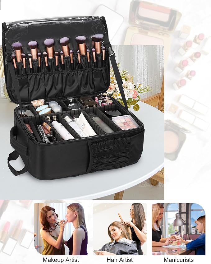 Relavel Professional Makeup Case Makeup Backpack and Clear Makeup Brush Case - Image 7