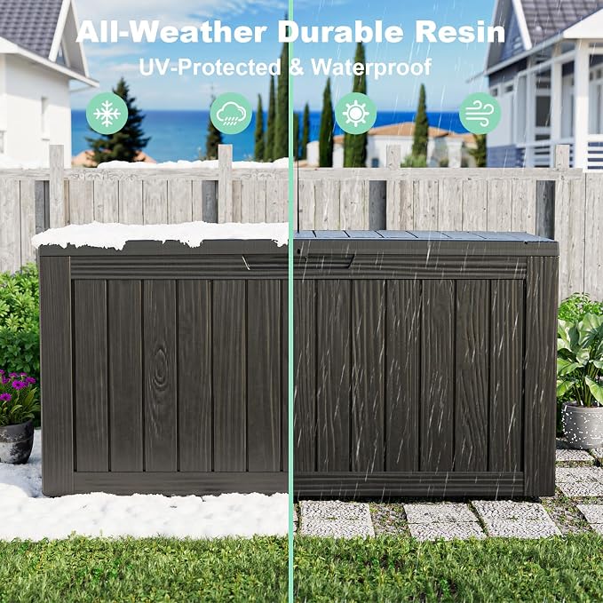 75 Gallon Outdoor Storage Box, Resin Deck Boxes Waterproof, Indoor Outdoor Bin - Image 5