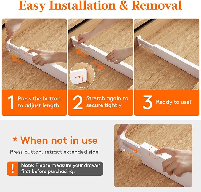 Lifewit 12 Pack Kitchen Drawer Dividers 2.36" High, Plastic Expandable - Image 5