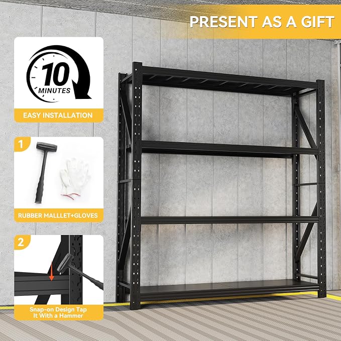 5000LBS Garage Shelving Heavy Duty, 59” W Storage Shelves, 4-Tier Adjustable - Image 6