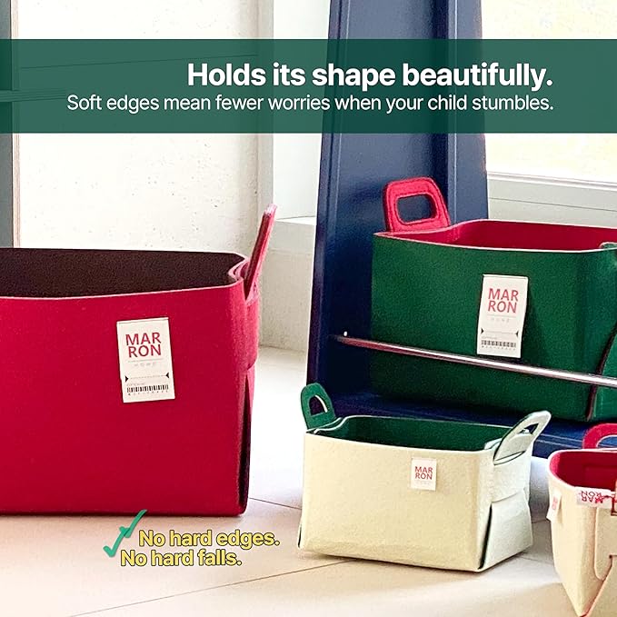 Collapsible DeepGreen Red Felt Storage Bin Small 11"x7.1"x7.1" – Foldable Basket - Image 5