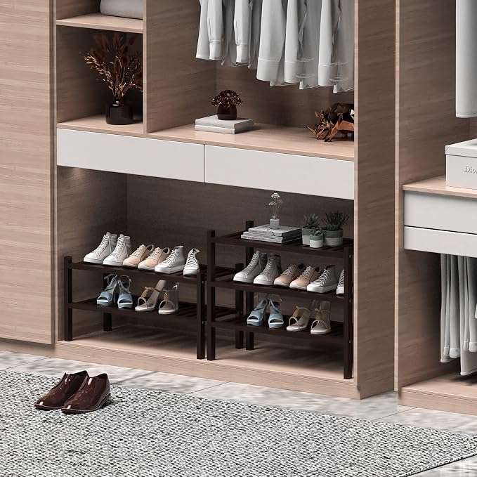 3 Tier Bamboo Shoe Rack for Closet Free Standing Wood Shoe Shelf for Entryway - Image 3