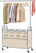 Tajsoon Laundry Hamper with Hanging Rack, Laundry Sorter 4 Sections, 4 Basket by Tajsoon