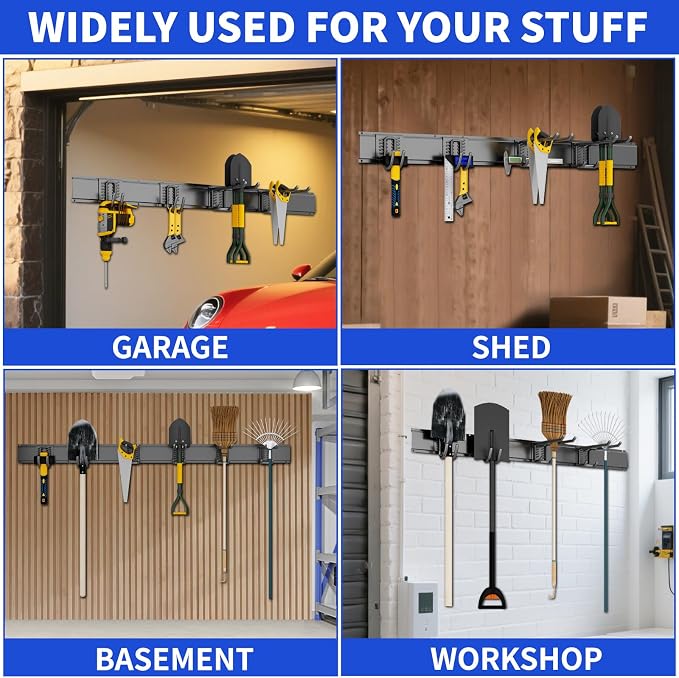 Garage Wall Organizer Wall Mount, 48inch Heavy Duty Garden Tool organizer - Image 2