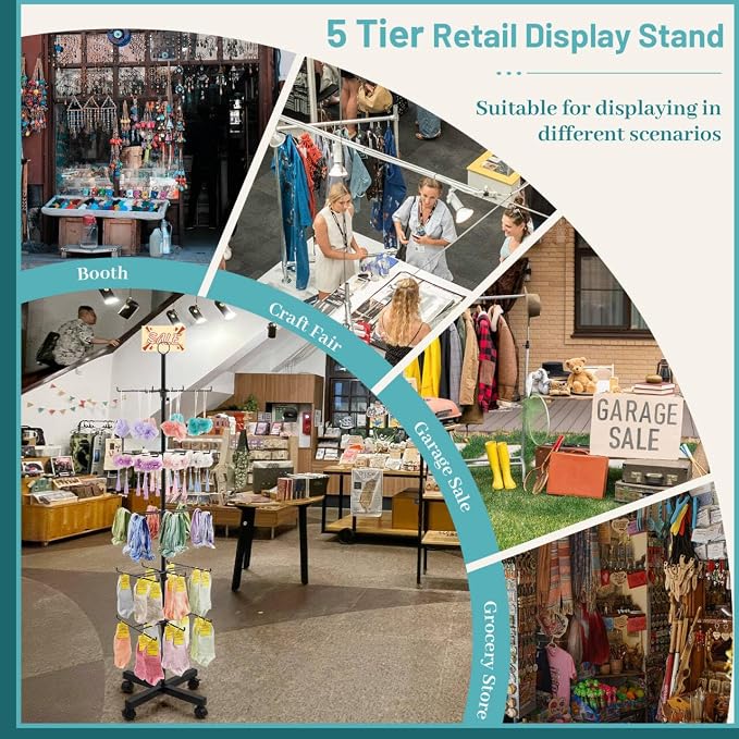 Retail Display Stand Rotating Display Rack 5 Tier Spinning Display Stand - Image 5