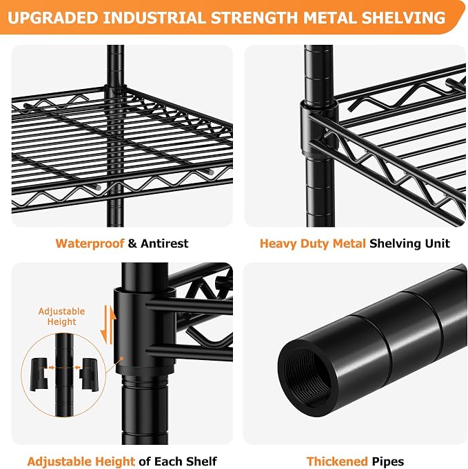 Storage Shelves Heavy Duty, 5-Tier Adjustable Metal Industrial Utility Shelf - Image 5