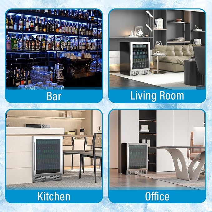 24 inch Beverage Refrigerator, Under Counter Small Refrigerator, 166 Can/5.3 - Image 7