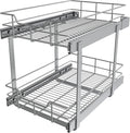 2 Tier Pull Out Cabinet Organizer 15" W X 22" D, Slide Out Drawers by STORKING