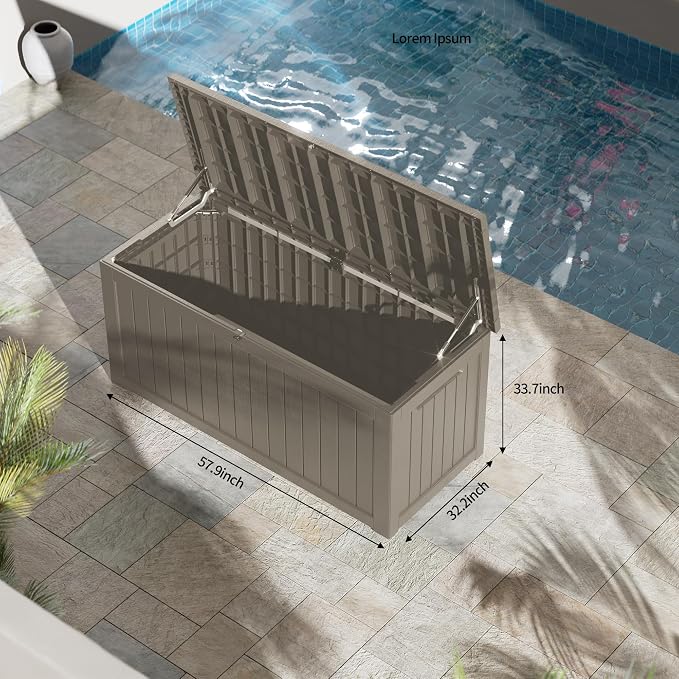 270 Gallon Resin Deck Box, Waterproof Outdoor Storage Box - Image 3