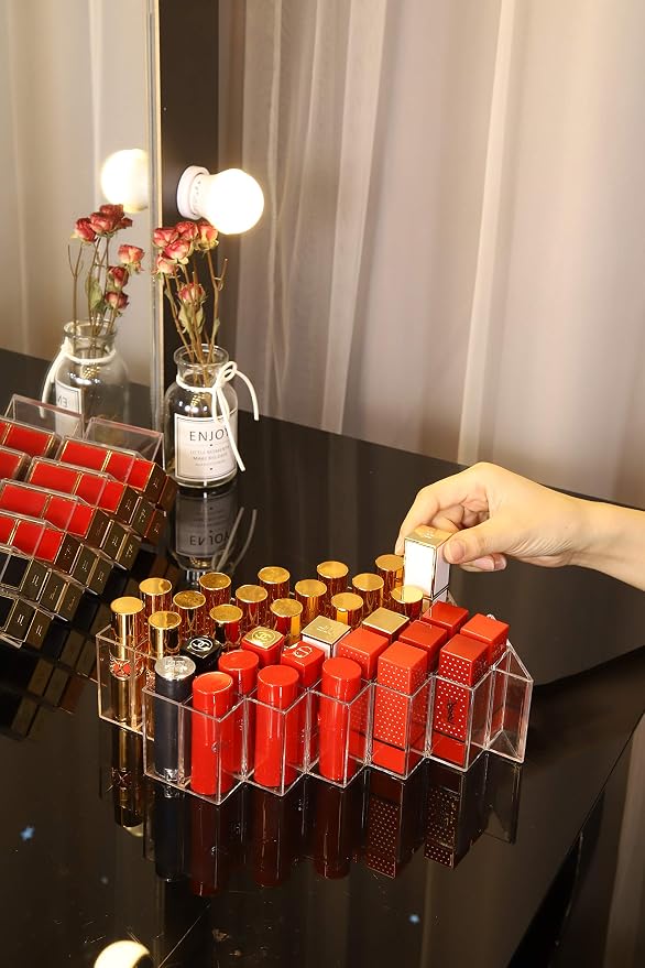 Lipstick Holder Organizer 48 Spaces Acrylic Stackable Fish Shape Lipstick Tower - Image 6