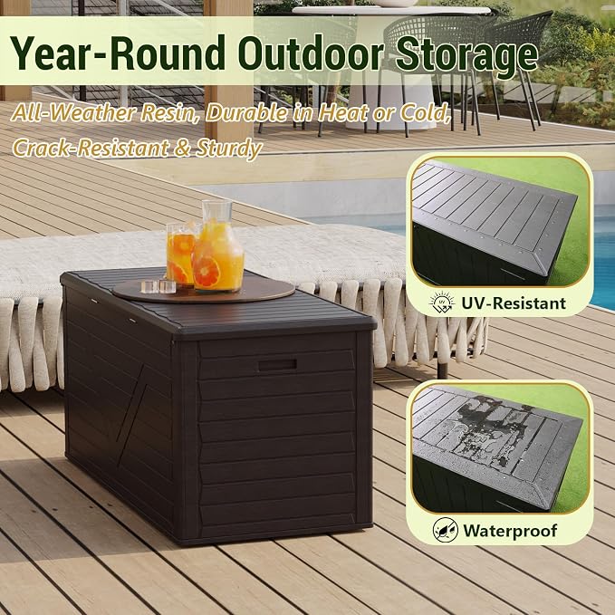 Outdoor Storage Box, 260 Gallon Deck Box Outdoor Storage Bench Outside - Image 3