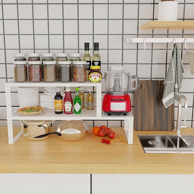 Expandable Cabinet Shelf Organizer Storage Spice Rack Shelves - Image 2