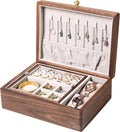 Wooden Jewelry Box, Two Layer Medium Size Real Natural Solid Walnut Wood by EURIELK