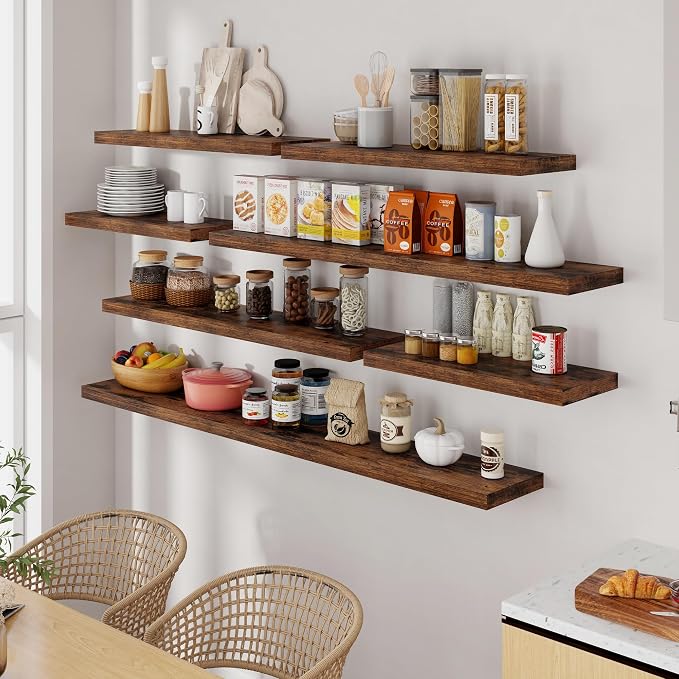 Fun Memories 72 Inch Floating Shelves, 72 x 9.3 Rustic Wooden Fireplace Mantel - Image 6