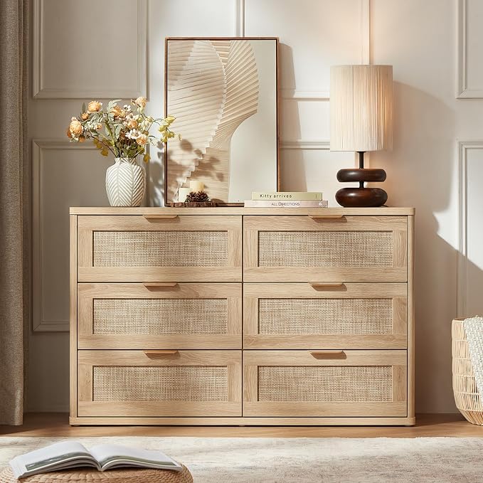 LEYAOYAO Rattan 6 Drawer Dresser - Image 8