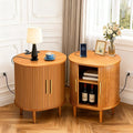 Nightstands Set of 2 & Charging Station, Fluted Accent Side Table by DHHFurnitureBuyNow