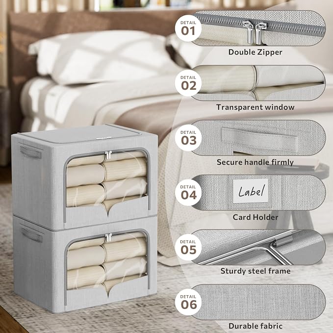 FHSQX 3 Pack Clothes Storage Bins - Image 3