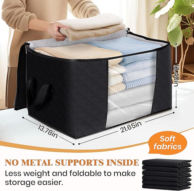 Fab totes 10 Pack Clothes Storage, Foldable Thick Fabric Blanket Storage Bags - Image 2