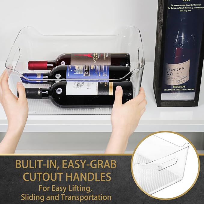 Tiawudi 4 Pack Plastic Storage Bins, Extra Large Pantry Organizer, 13.5" x 10" - Image 4
